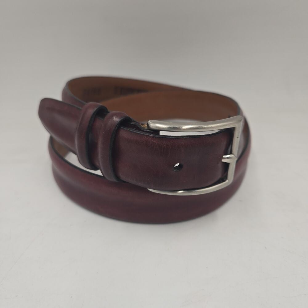 Lands End Men's Belt Genuine Leather Silver Buckle Size 34 Fits 32-36" Casual